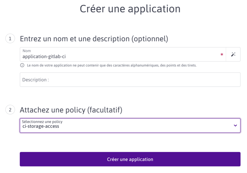 Création application