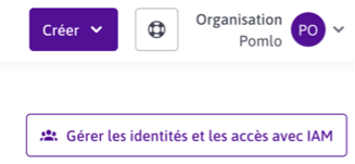 Accès IAM depuis la page d'accueil