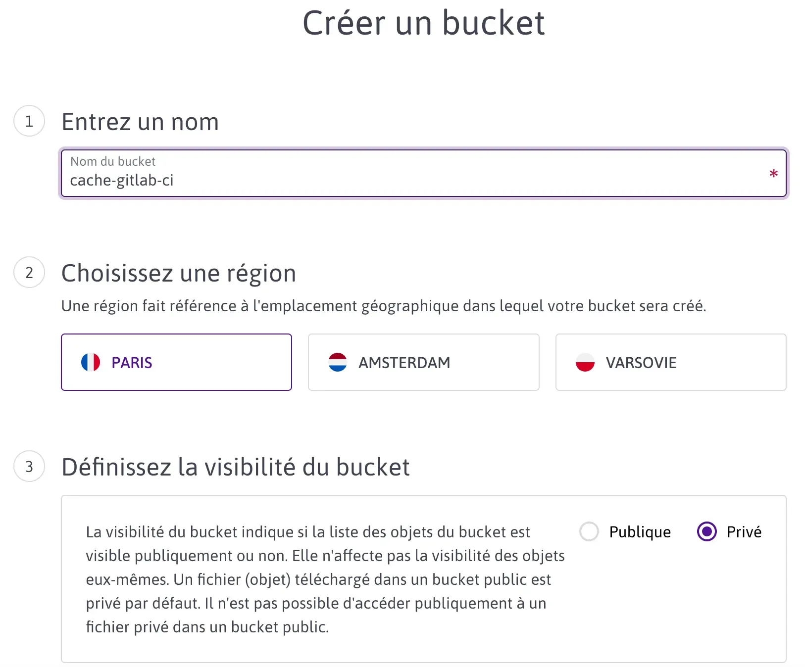 Création d'un bucket